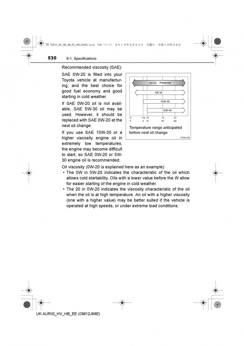 Toyota Auris Hybrid II 2 owners manual / page 530
