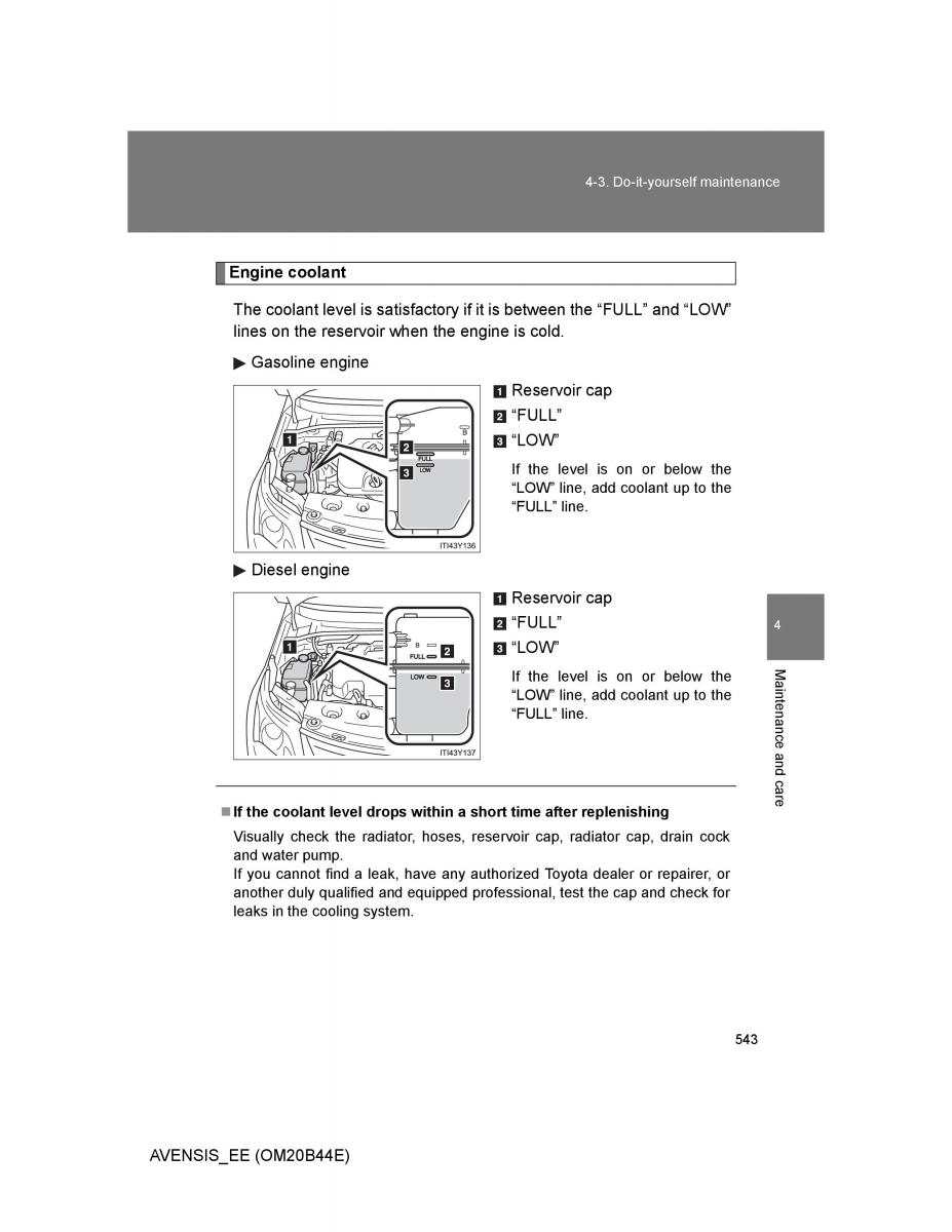 Toyota Avensis III 3 owners manual / page 543