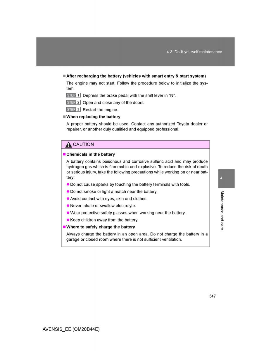 Toyota Avensis III 3 owners manual / page 547