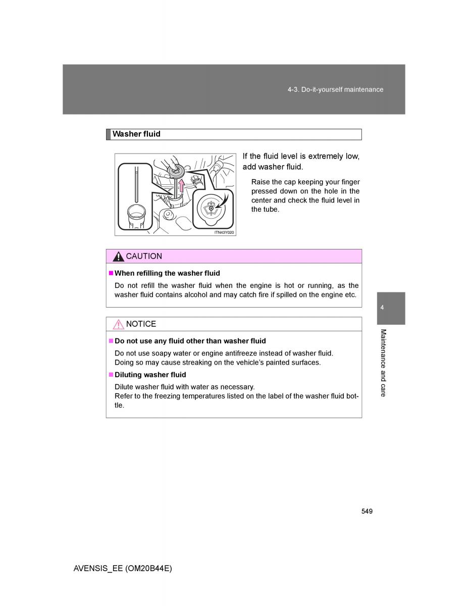 Toyota Avensis III 3 owners manual / page 549