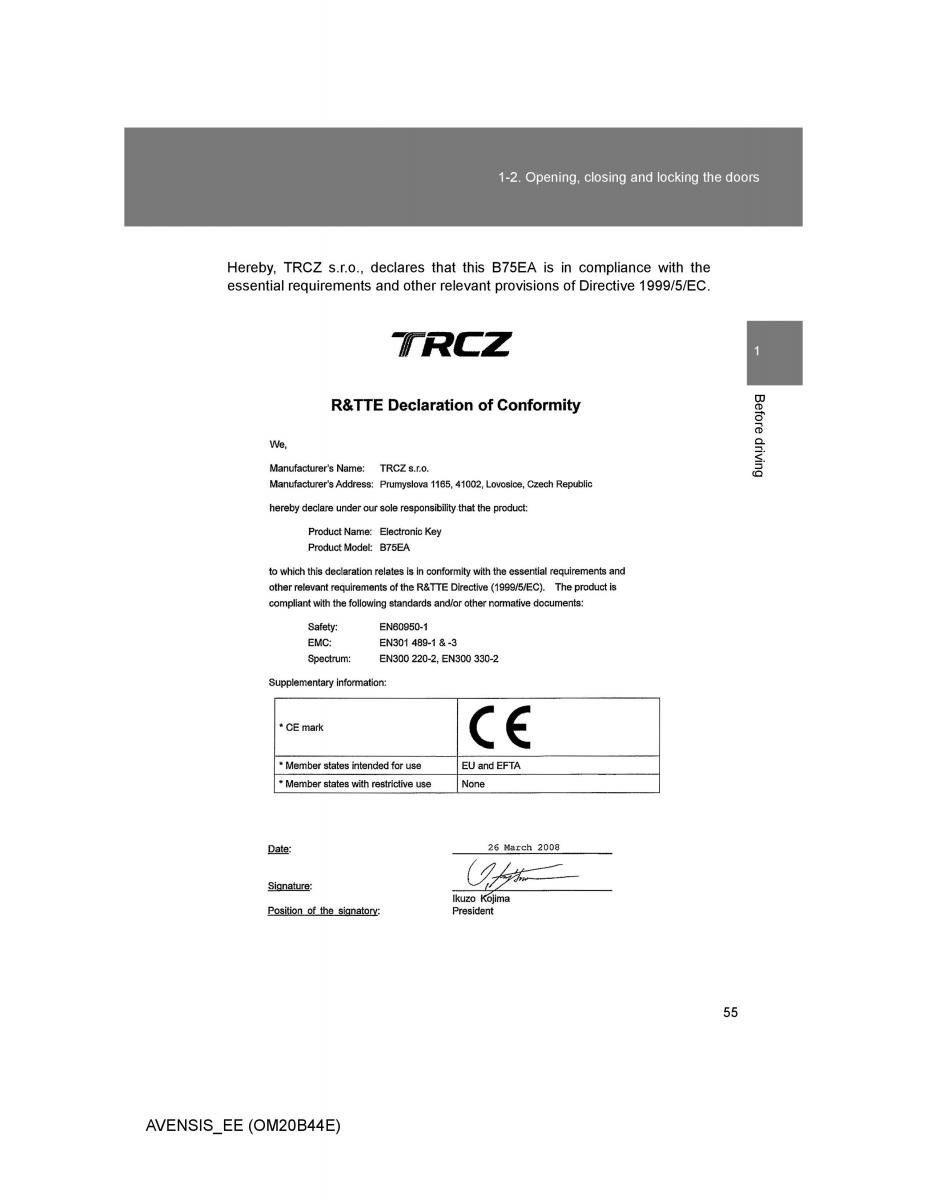 Toyota Avensis III 3 owners manual / page 55