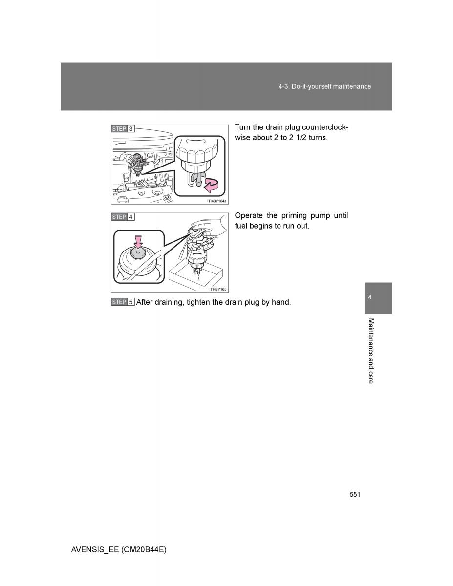 Toyota Avensis III 3 owners manual / page 551