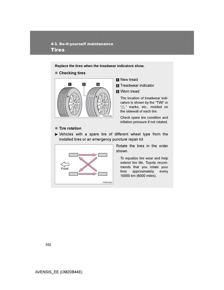 Toyota Avensis III 3 owners manual / page 552