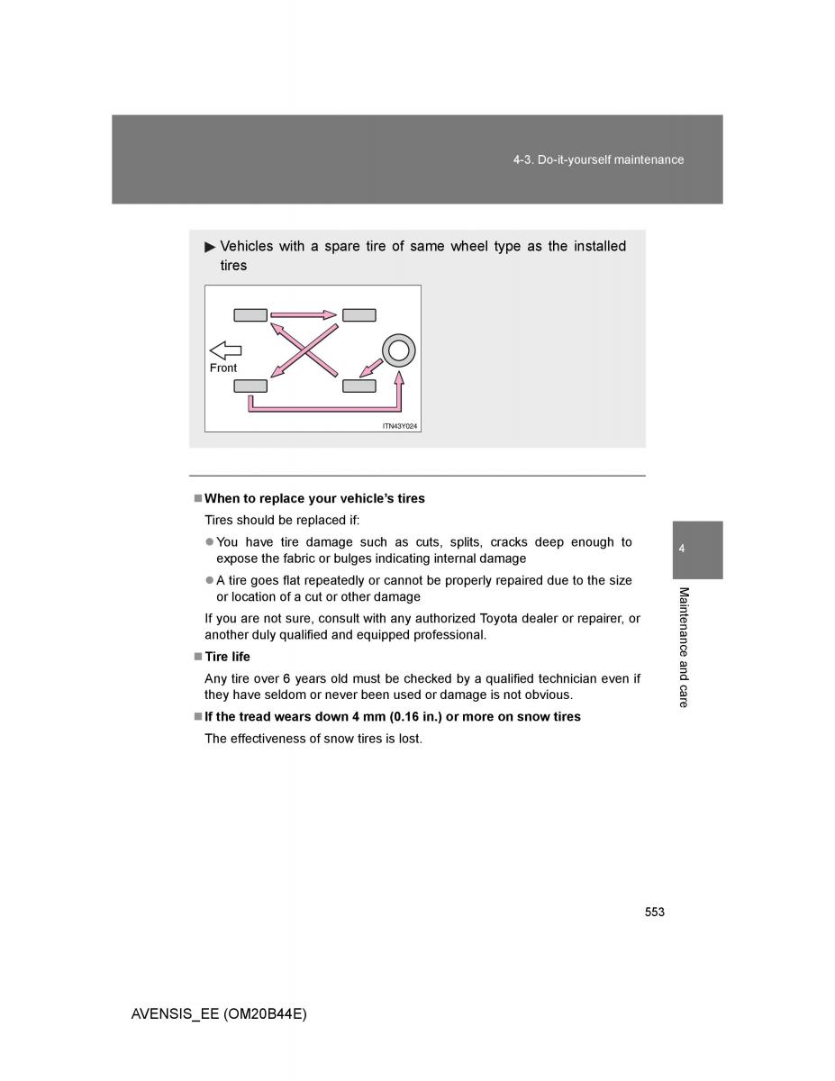 Toyota Avensis III 3 owners manual / page 553