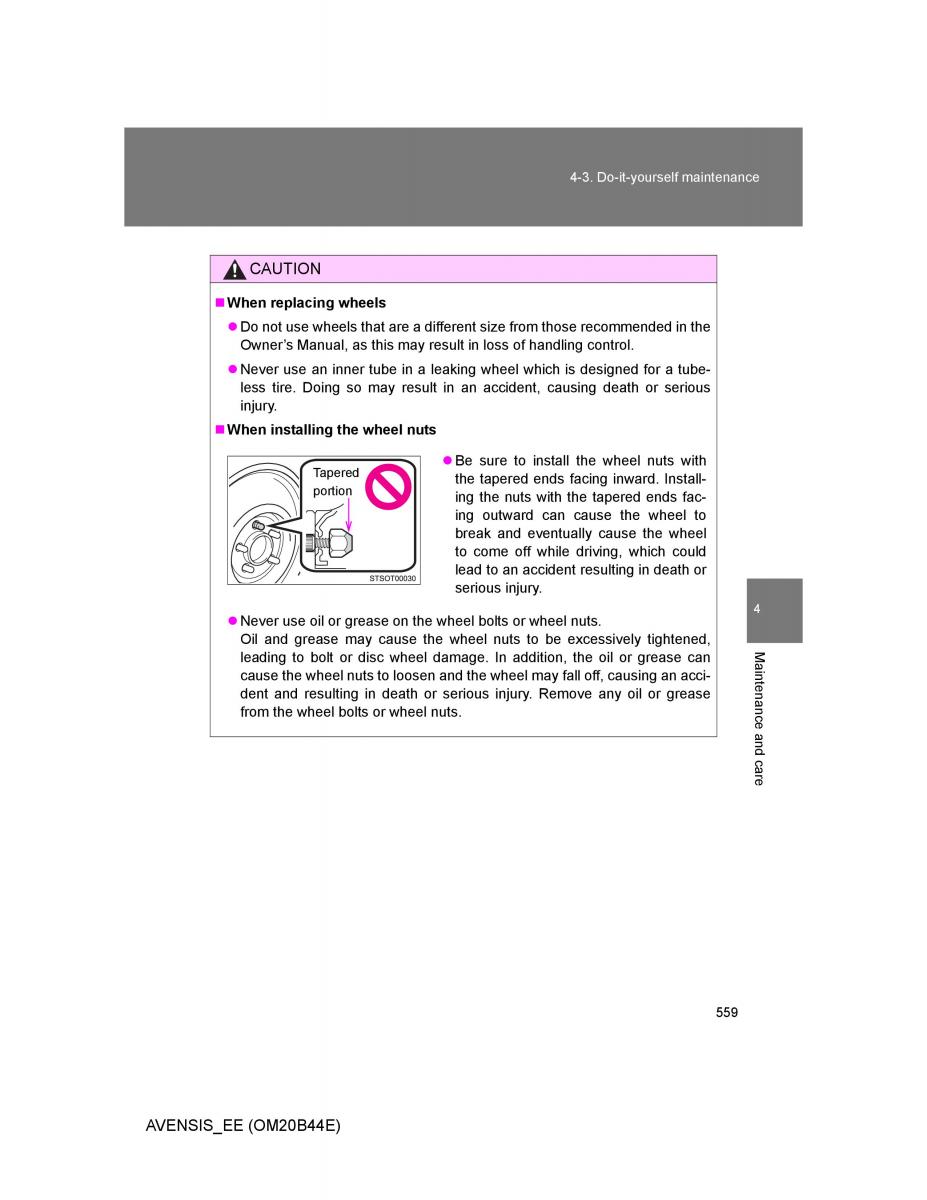 Toyota Avensis III 3 owners manual / page 559