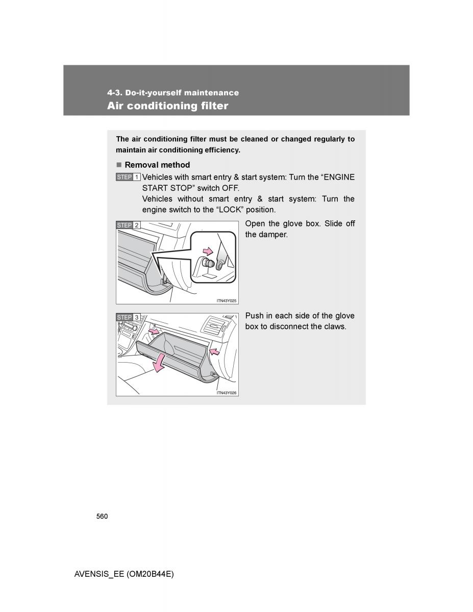 Toyota Avensis III 3 owners manual / page 560