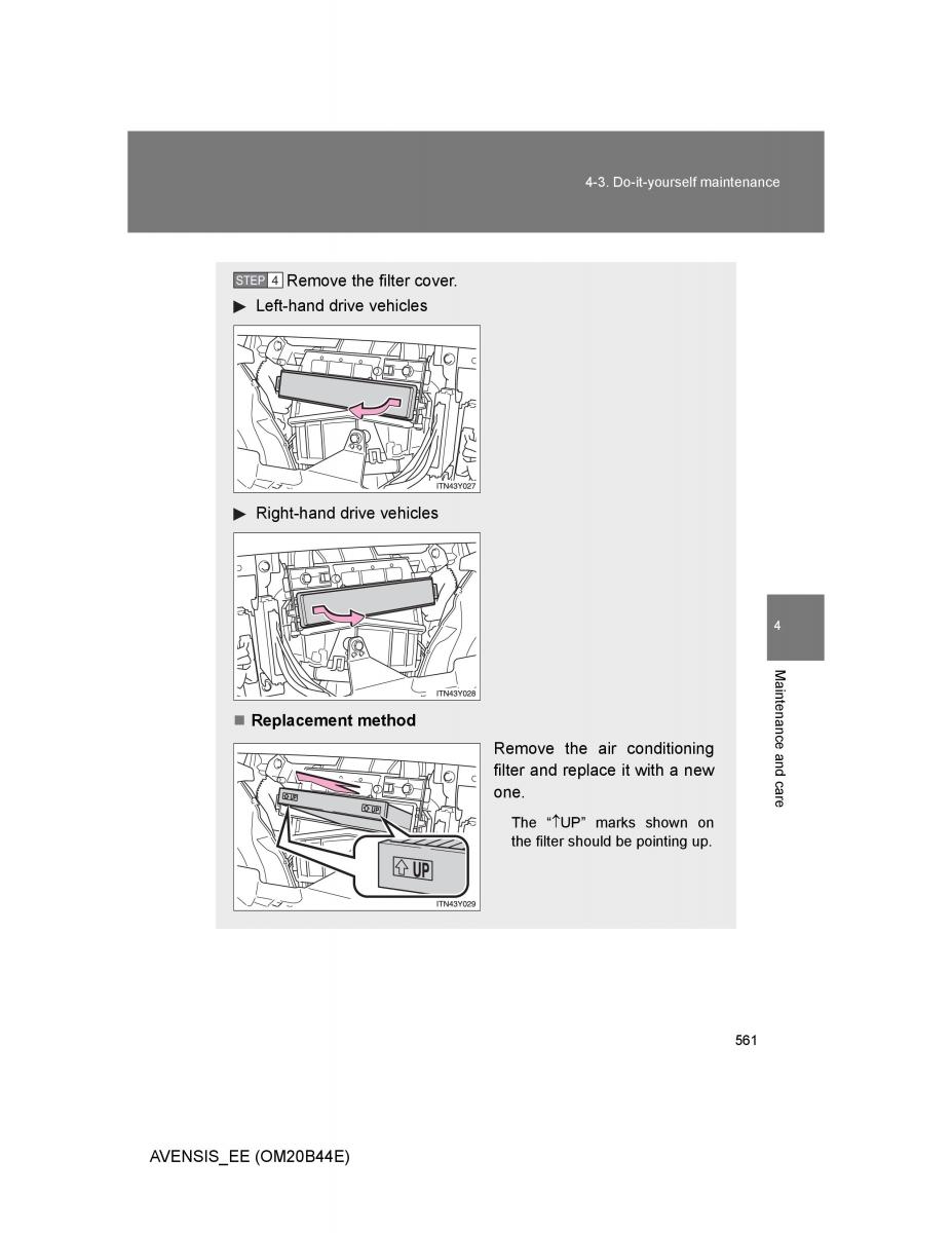 Toyota Avensis III 3 owners manual / page 561