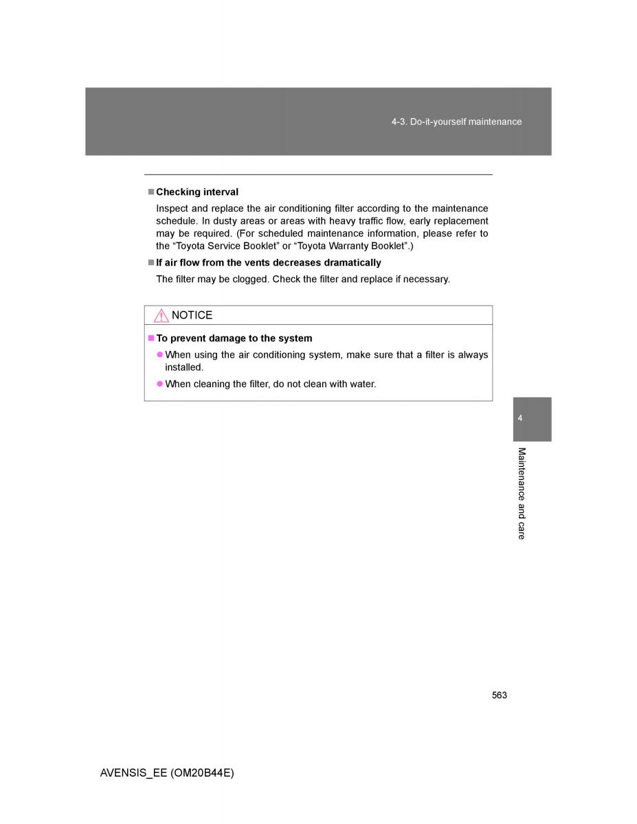 Toyota Avensis III 3 owners manual / page 563