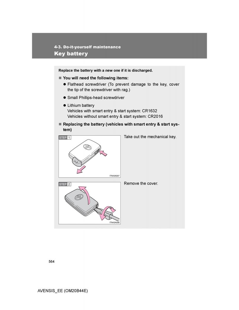 Toyota Avensis III 3 owners manual / page 564