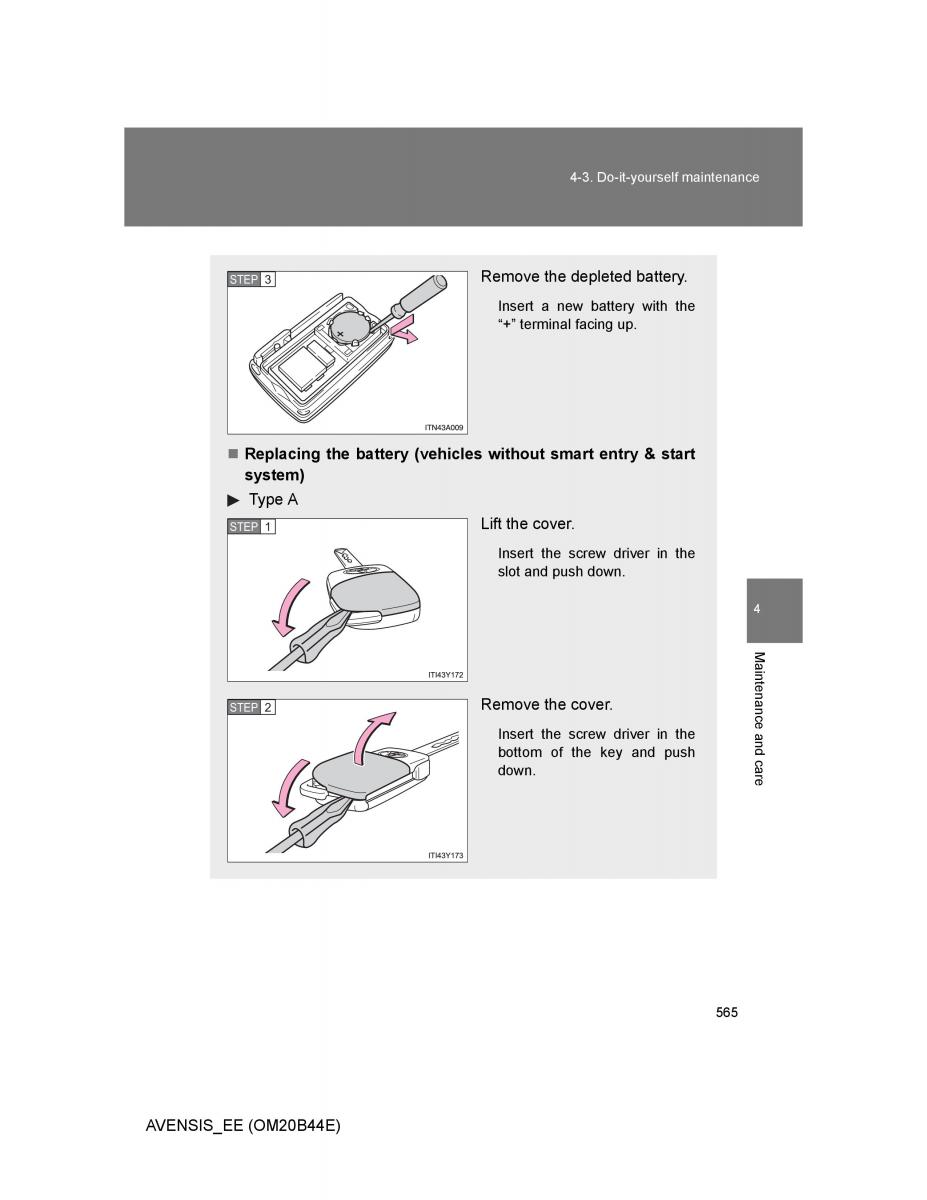 Toyota Avensis III 3 owners manual / page 565