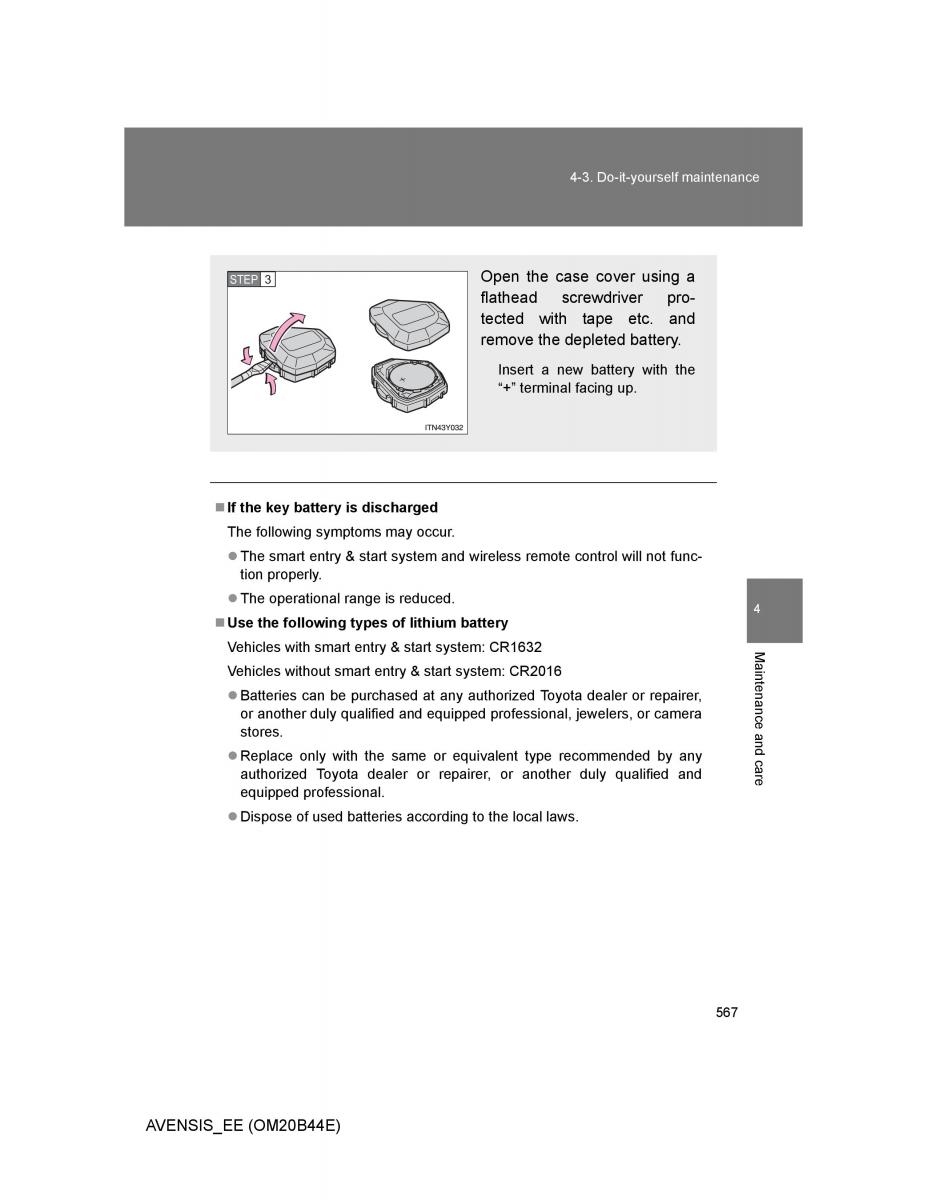 Toyota Avensis III 3 owners manual / page 567