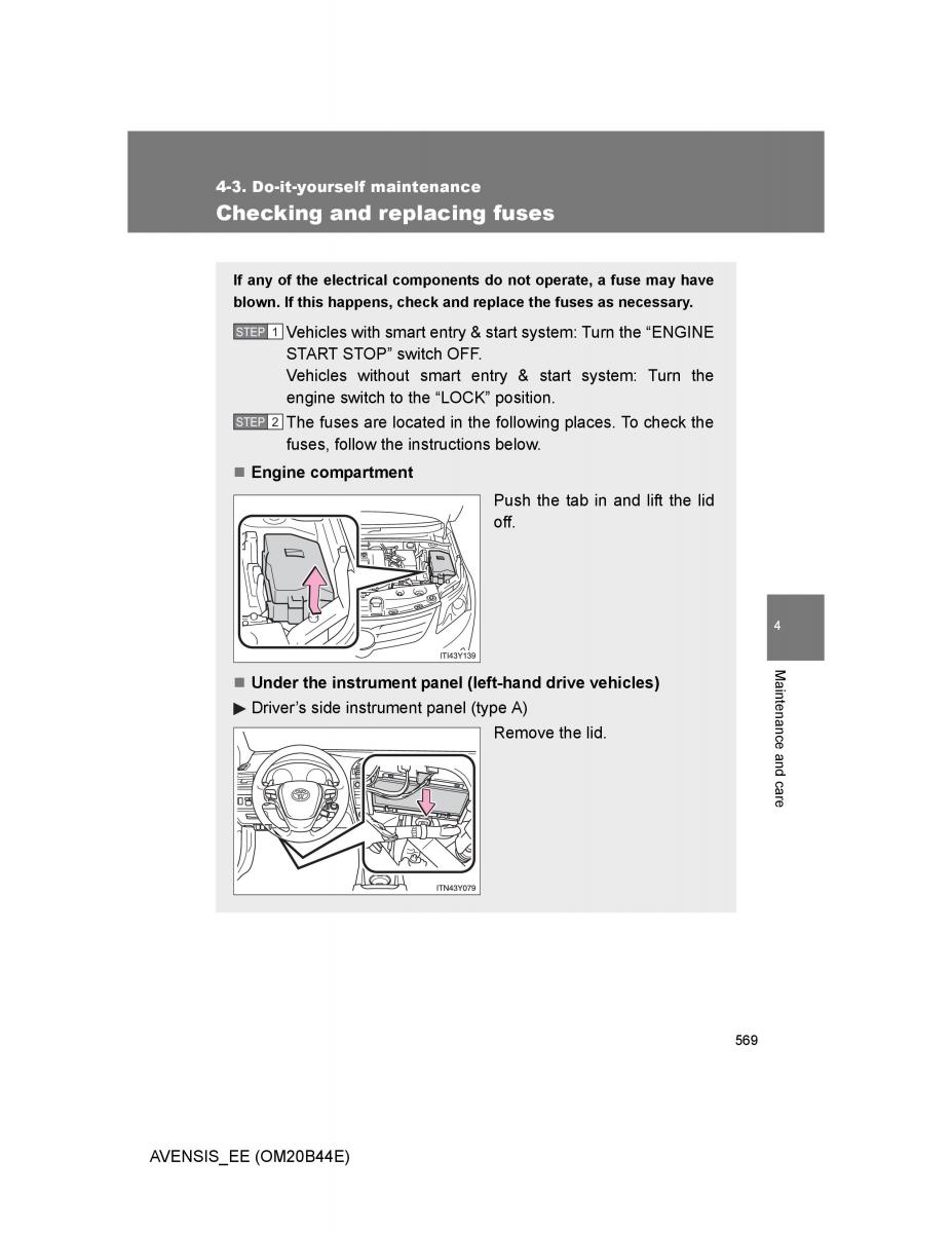 Toyota Avensis III 3 owners manual / page 569