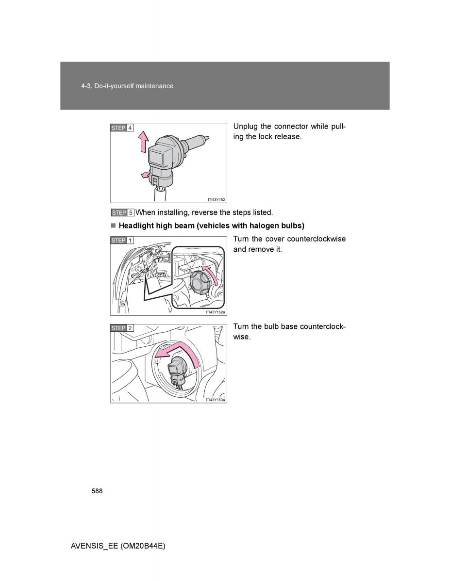 Toyota Avensis III 3 owners manual / page 588