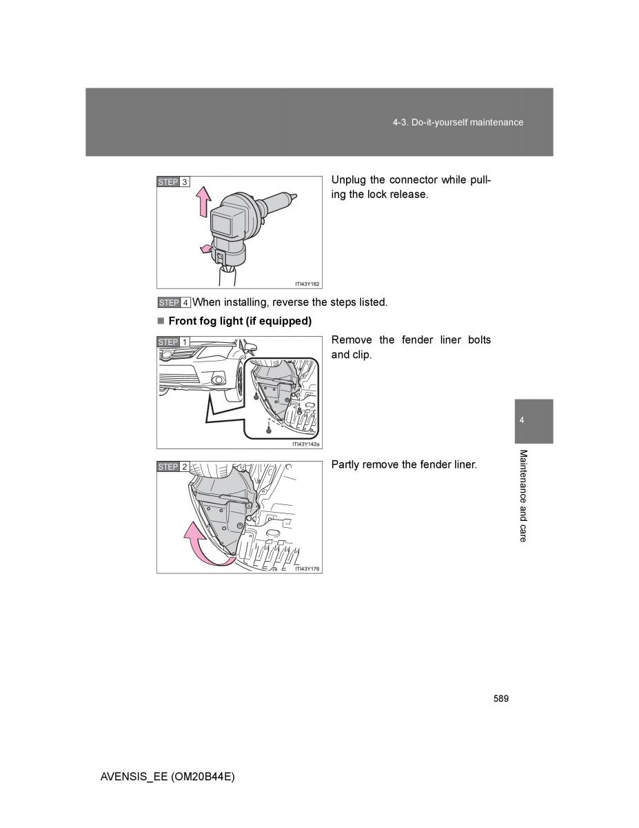 Toyota Avensis III 3 owners manual / page 589