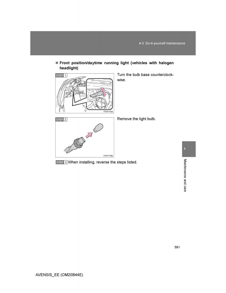 Toyota Avensis III 3 owners manual / page 591