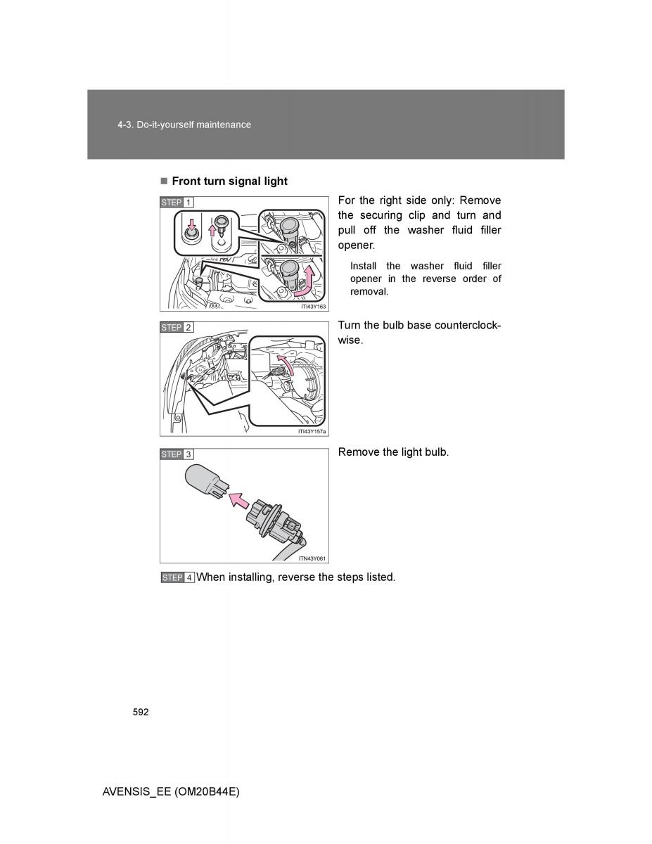 Toyota Avensis III 3 owners manual / page 592