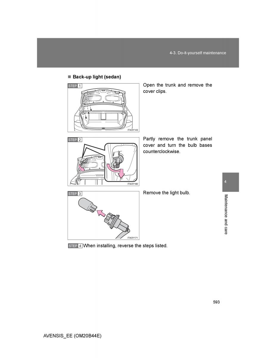 Toyota Avensis III 3 owners manual / page 593