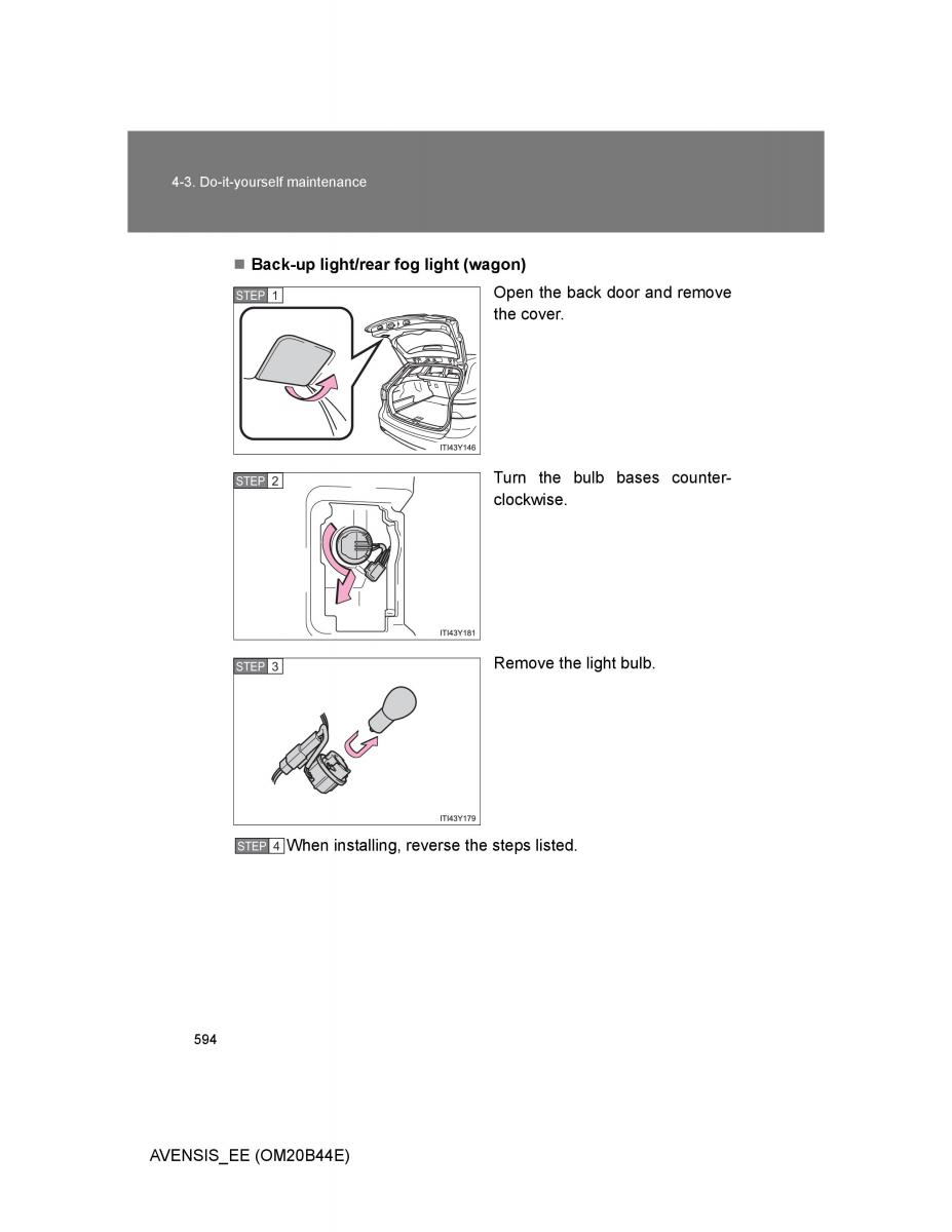 Toyota Avensis III 3 owners manual / page 594