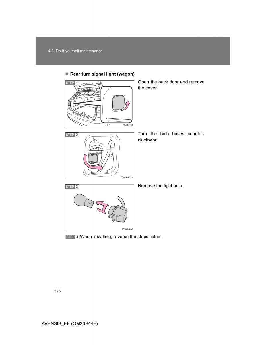 Toyota Avensis III 3 owners manual / page 596