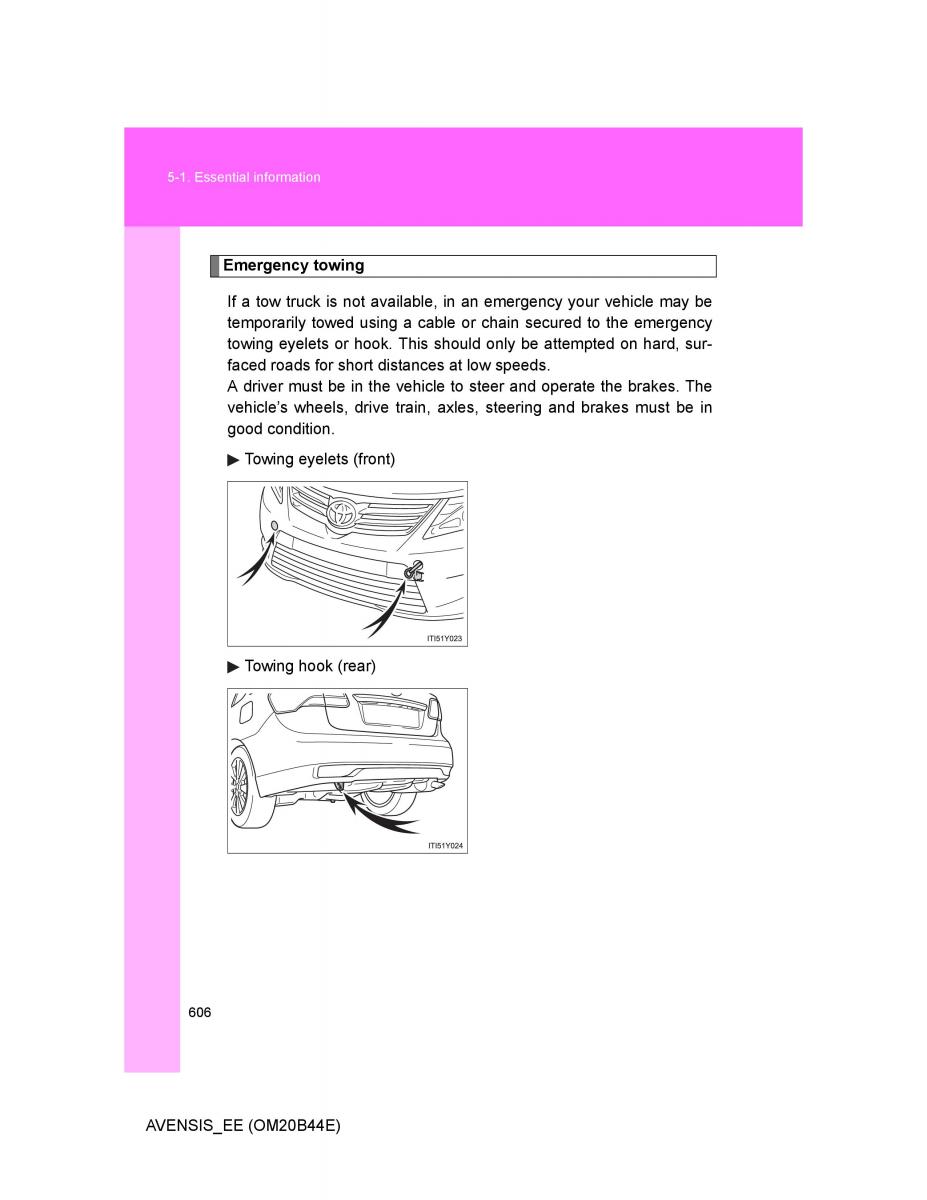 Toyota Avensis III 3 owners manual / page 606