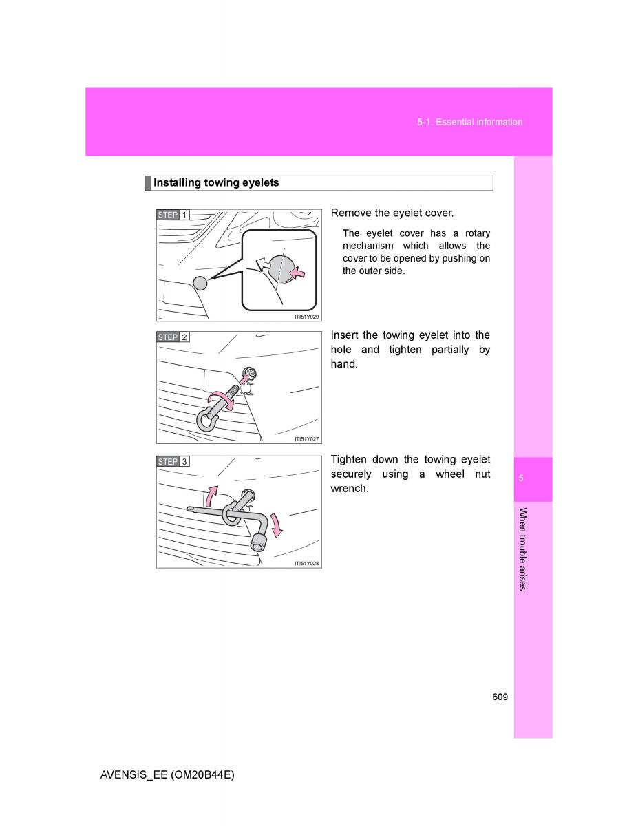 Toyota Avensis III 3 owners manual / page 609