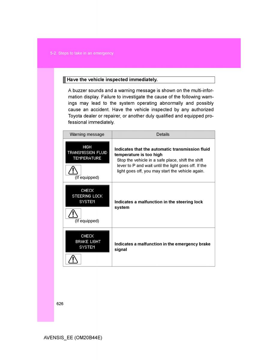 Toyota Avensis III 3 owners manual / page 626