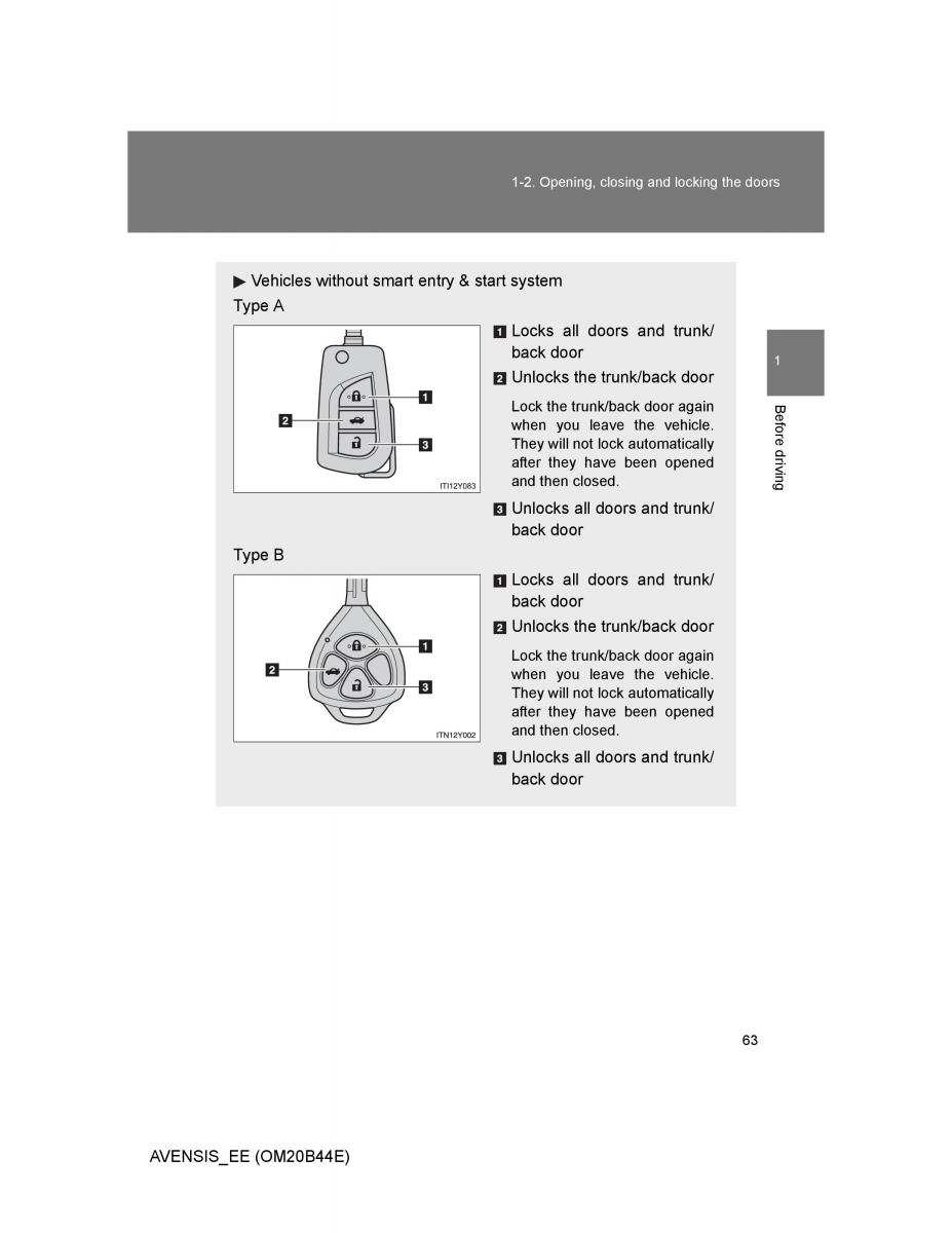 Toyota Avensis III 3 owners manual / page 63