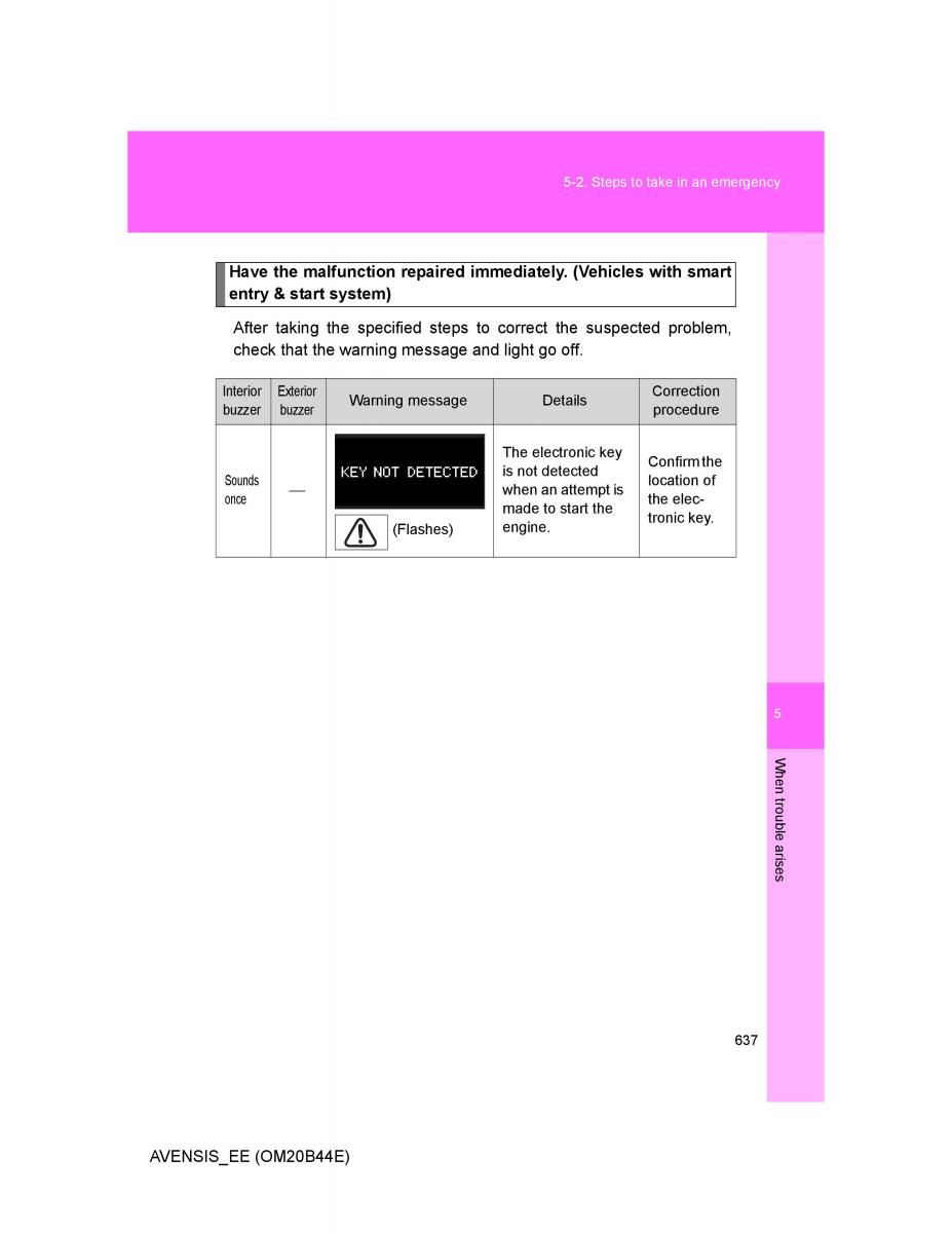 Toyota Avensis III 3 owners manual / page 637