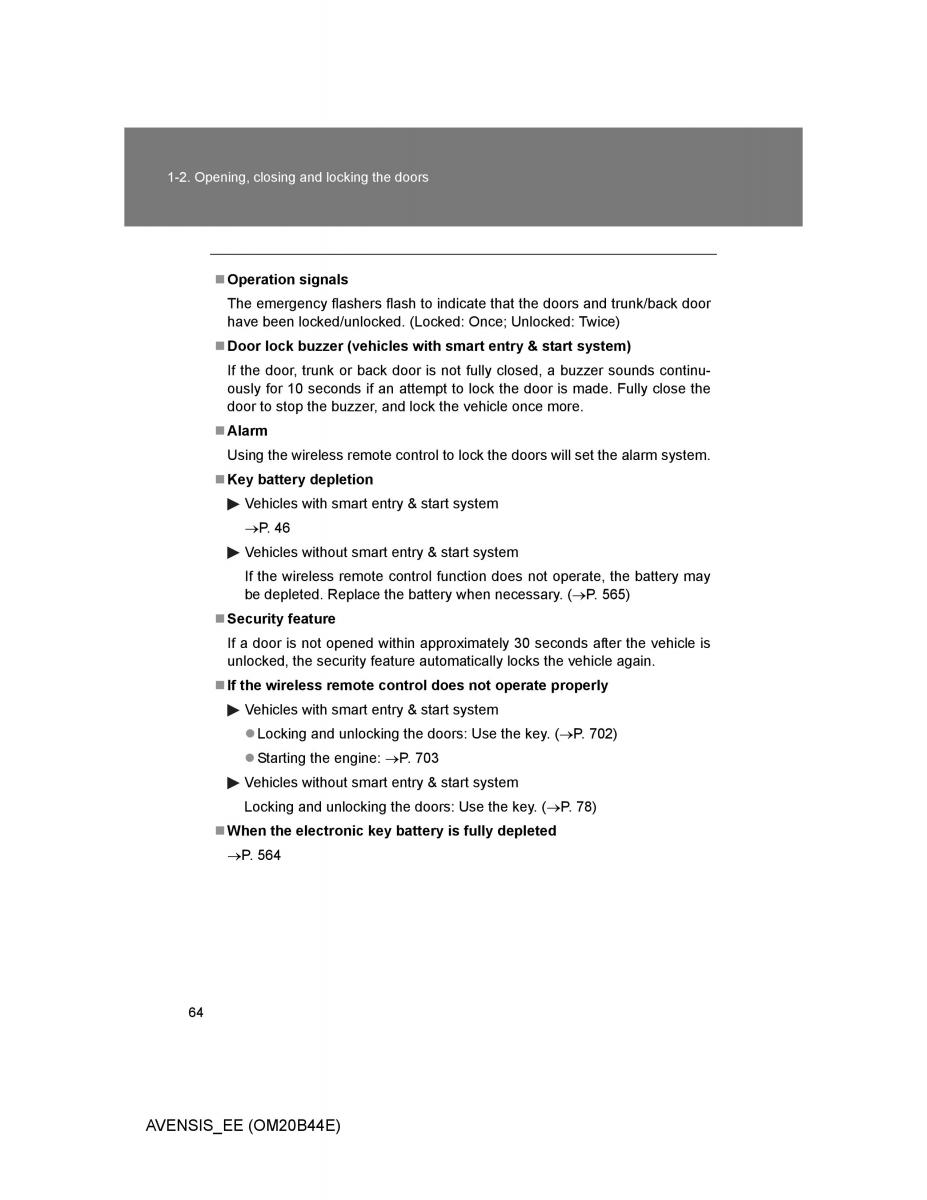 Toyota Avensis III 3 owners manual / page 64