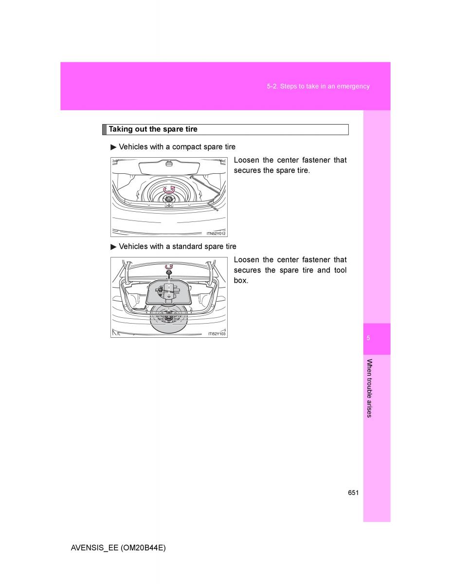 Toyota Avensis III 3 owners manual / page 651