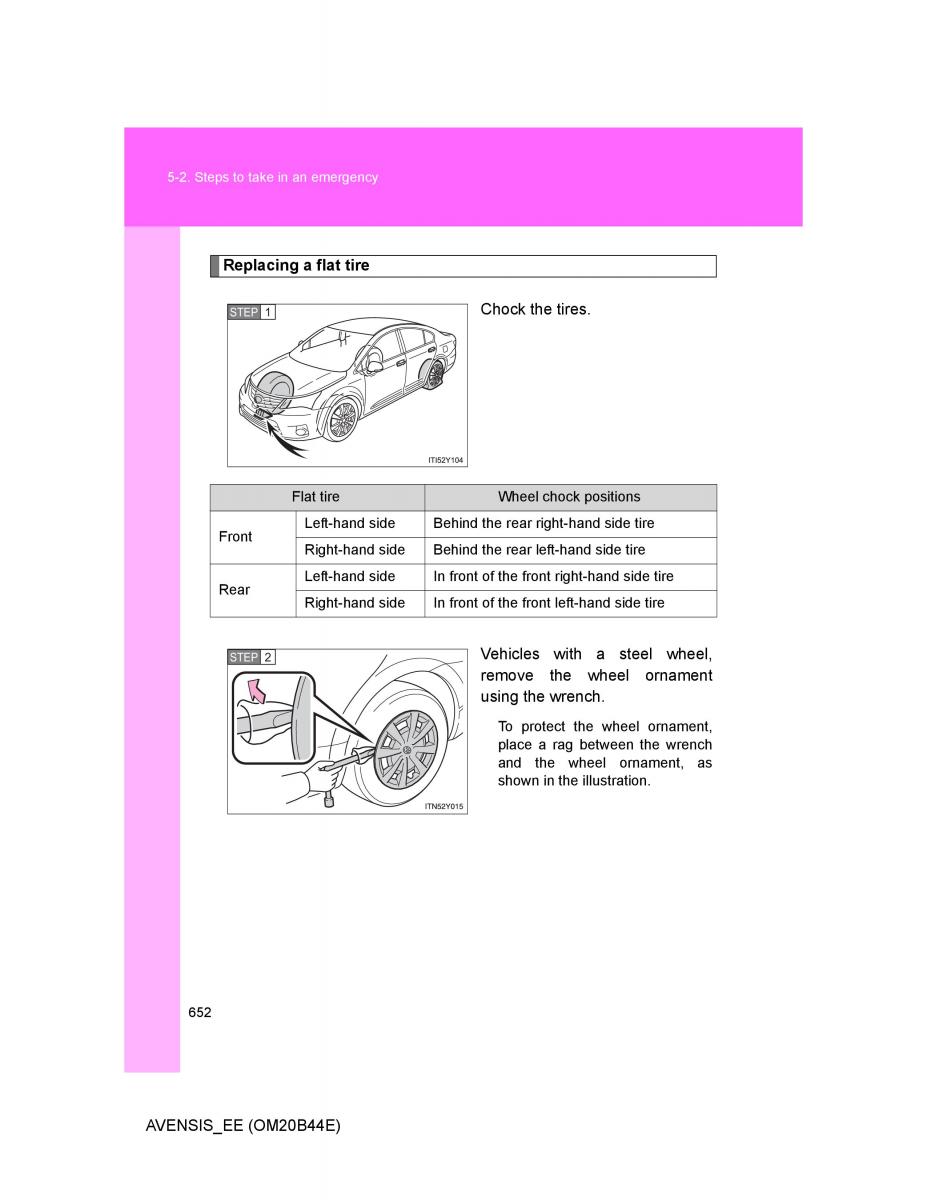 Toyota Avensis III 3 owners manual / page 652