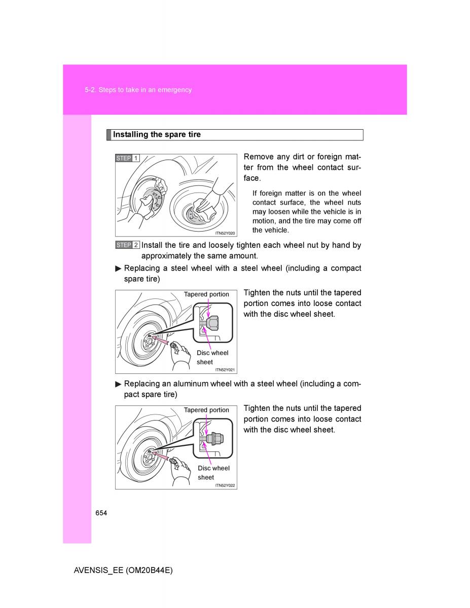 Toyota Avensis III 3 owners manual / page 654