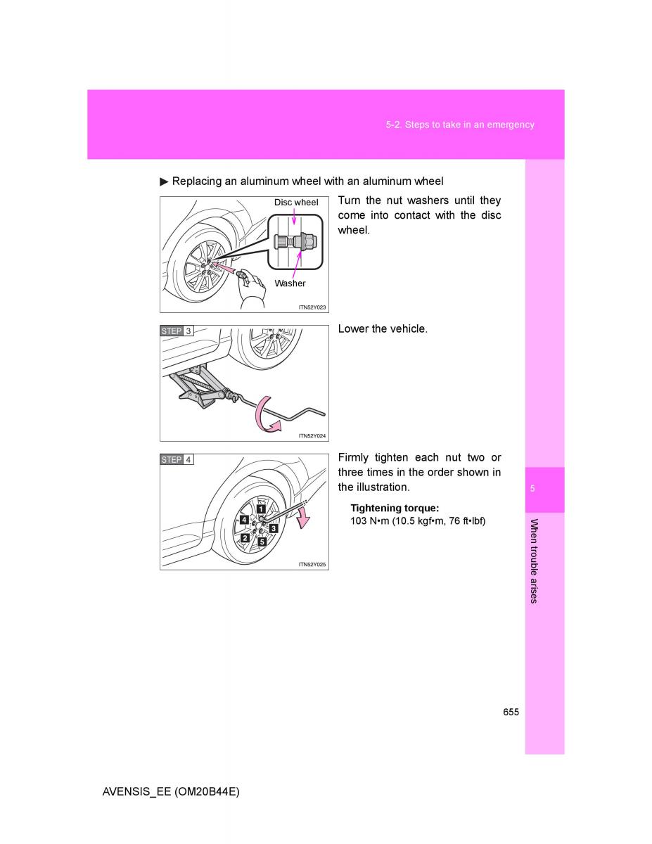 Toyota Avensis III 3 owners manual / page 655