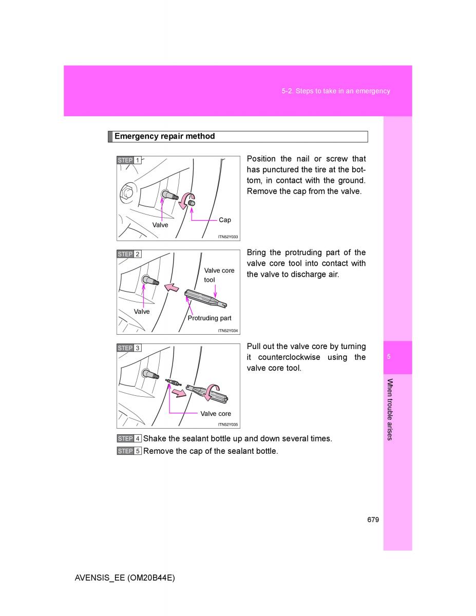 Toyota Avensis III 3 owners manual / page 679