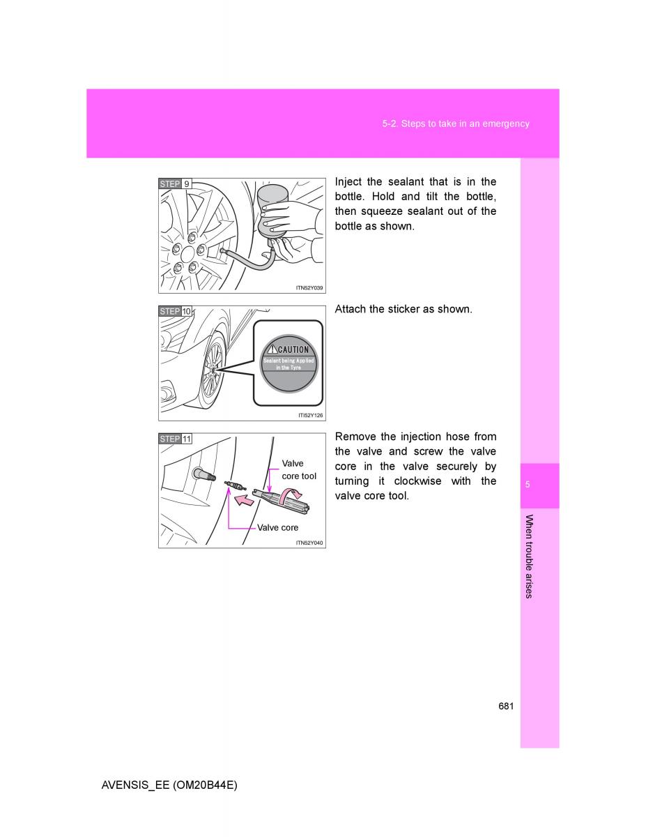 Toyota Avensis III 3 owners manual / page 681