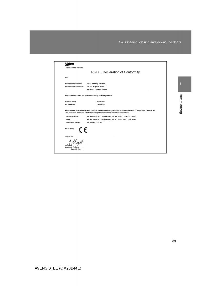 Toyota Avensis III 3 owners manual / page 69