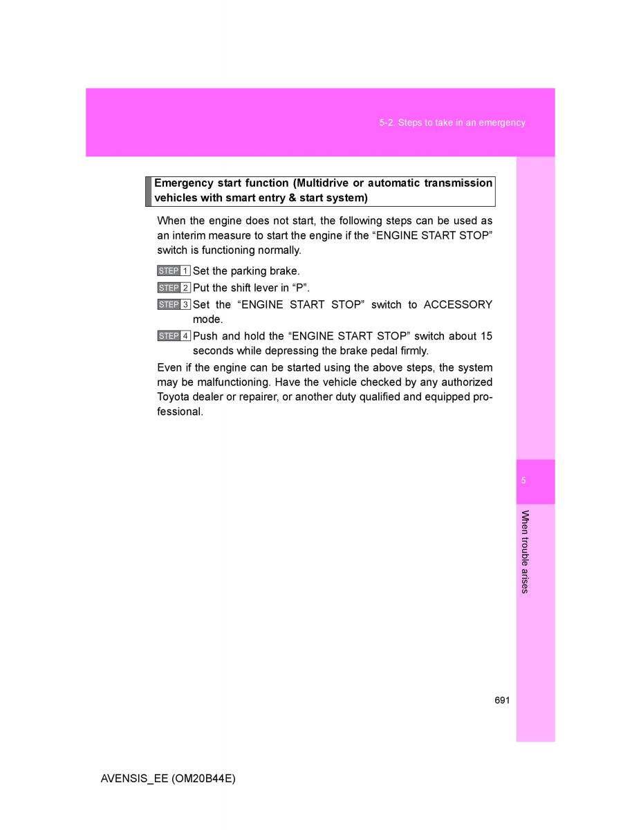 Toyota Avensis III 3 owners manual / page 691