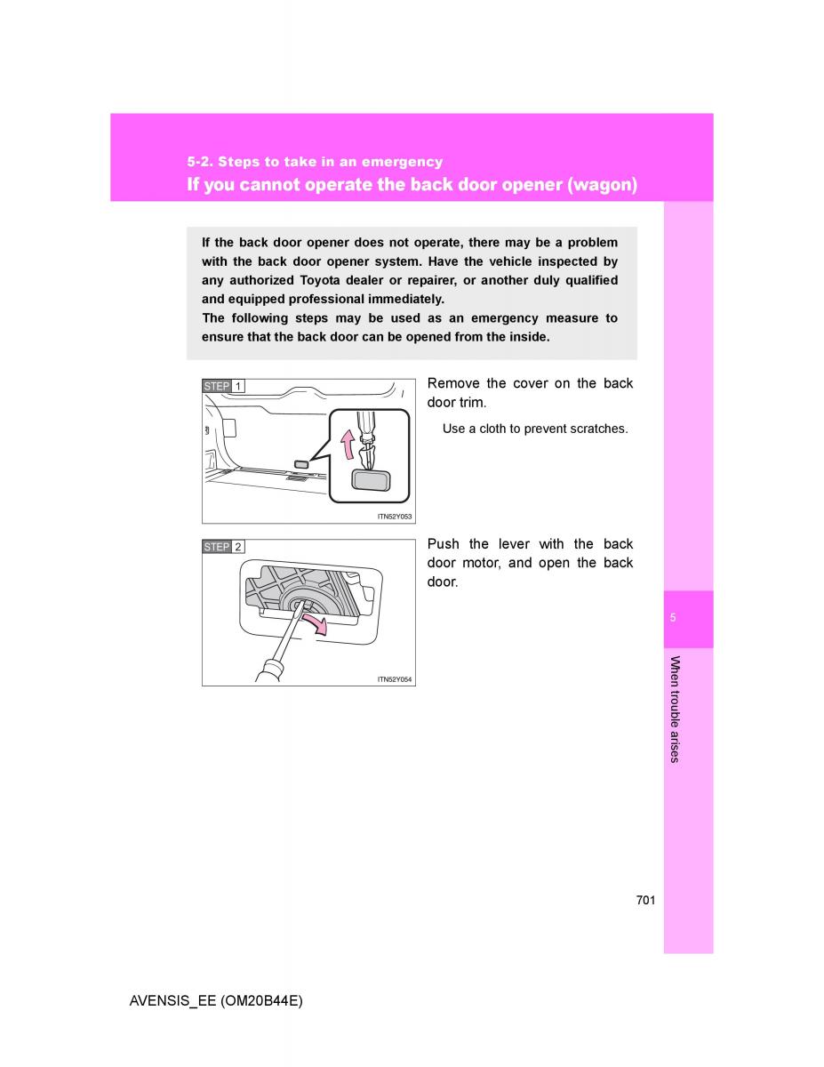 Toyota Avensis III 3 owners manual / page 701