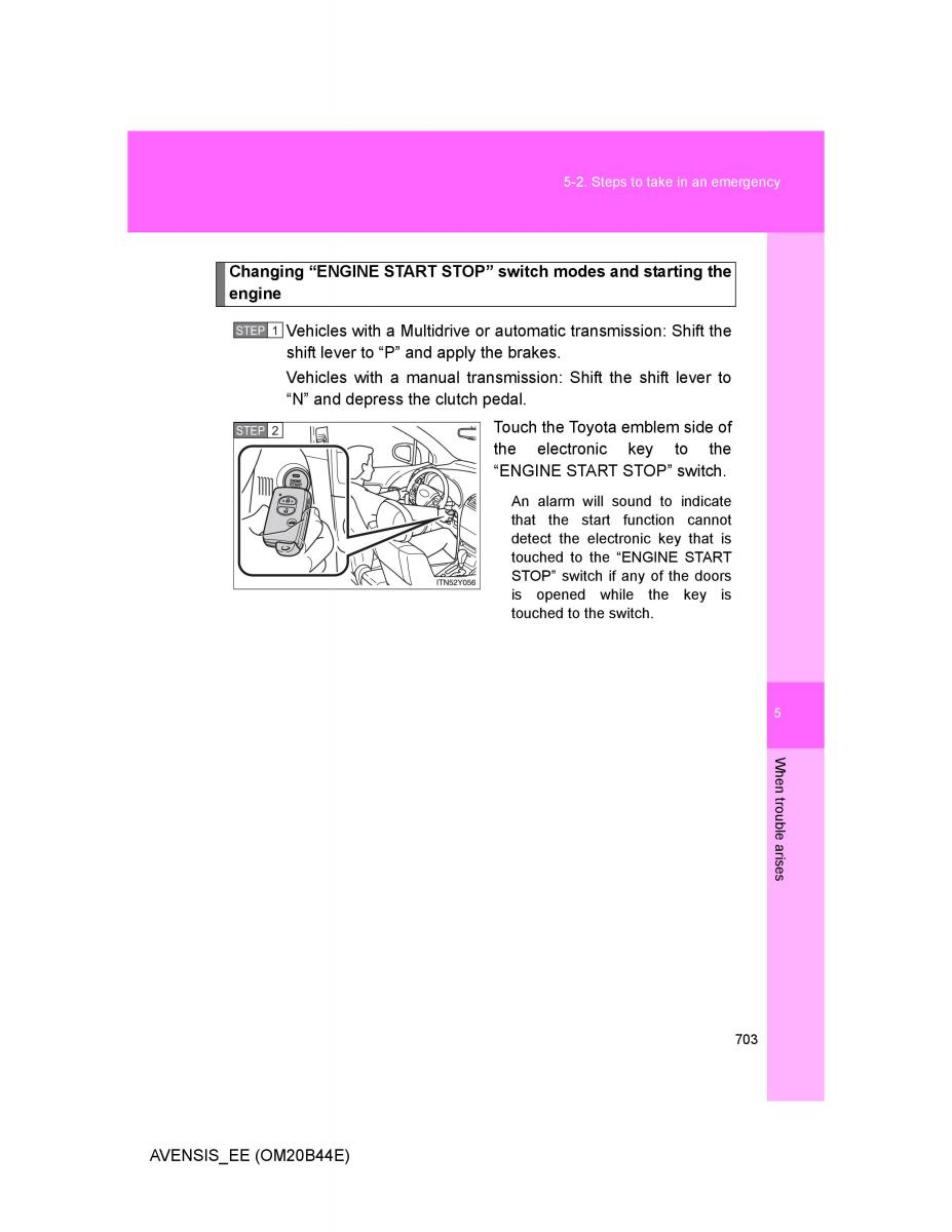 Toyota Avensis III 3 owners manual / page 703