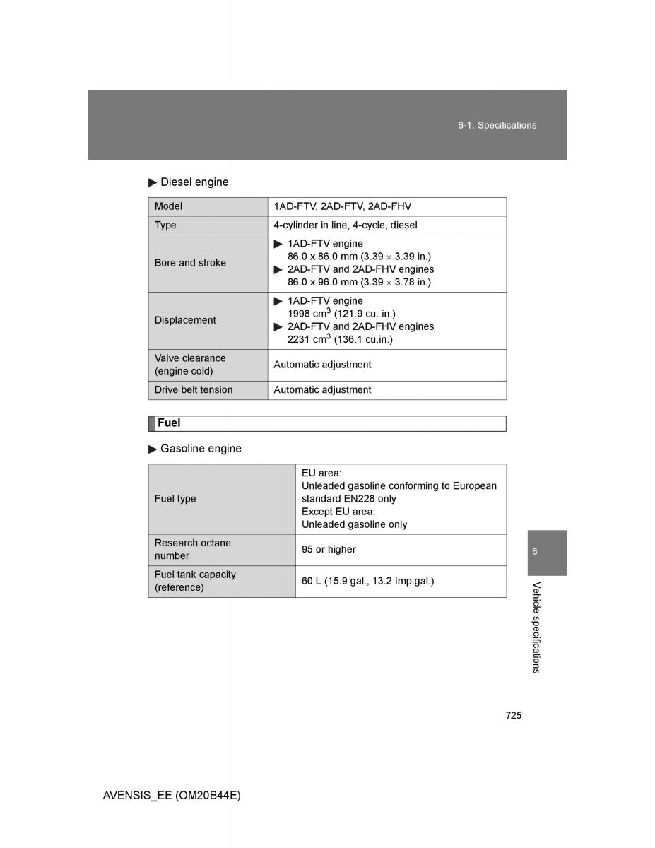 Toyota Avensis III 3 owners manual / page 725