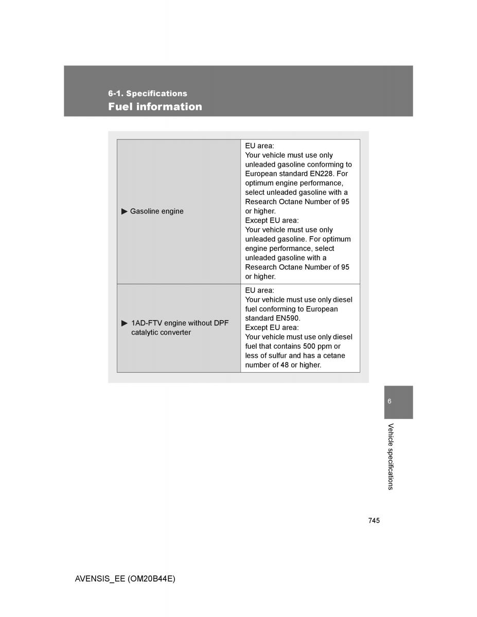 Toyota Avensis III 3 owners manual / page 745