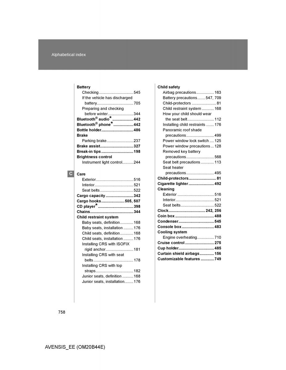 Toyota Avensis III 3 owners manual / page 758