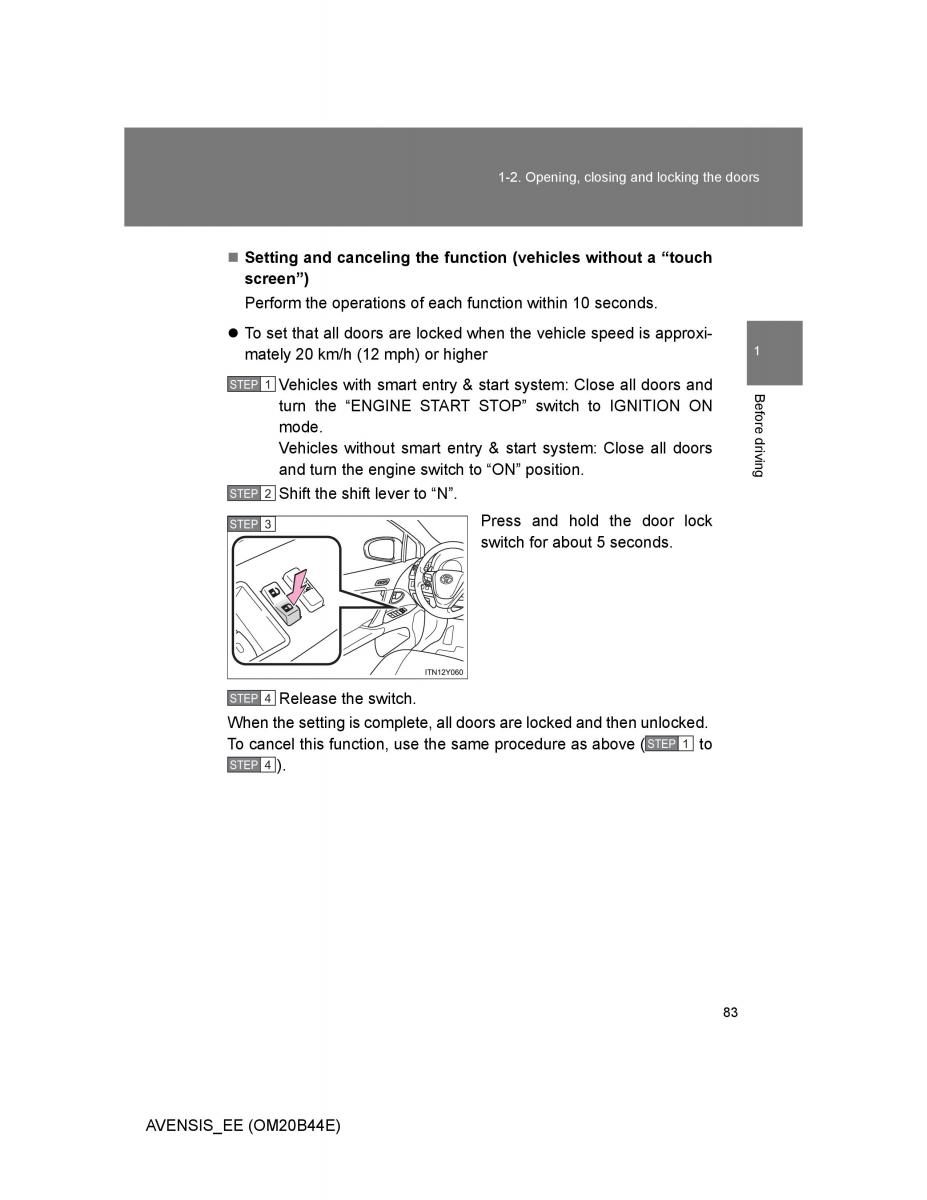 Toyota Avensis III 3 owners manual / page 83