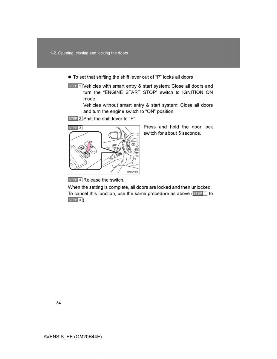 Toyota Avensis III 3 owners manual / page 84