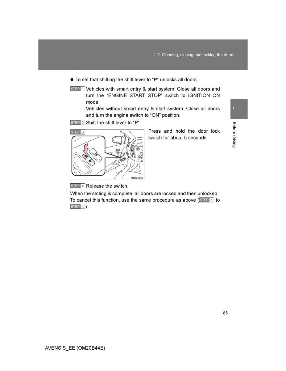 Toyota Avensis III 3 owners manual / page 85