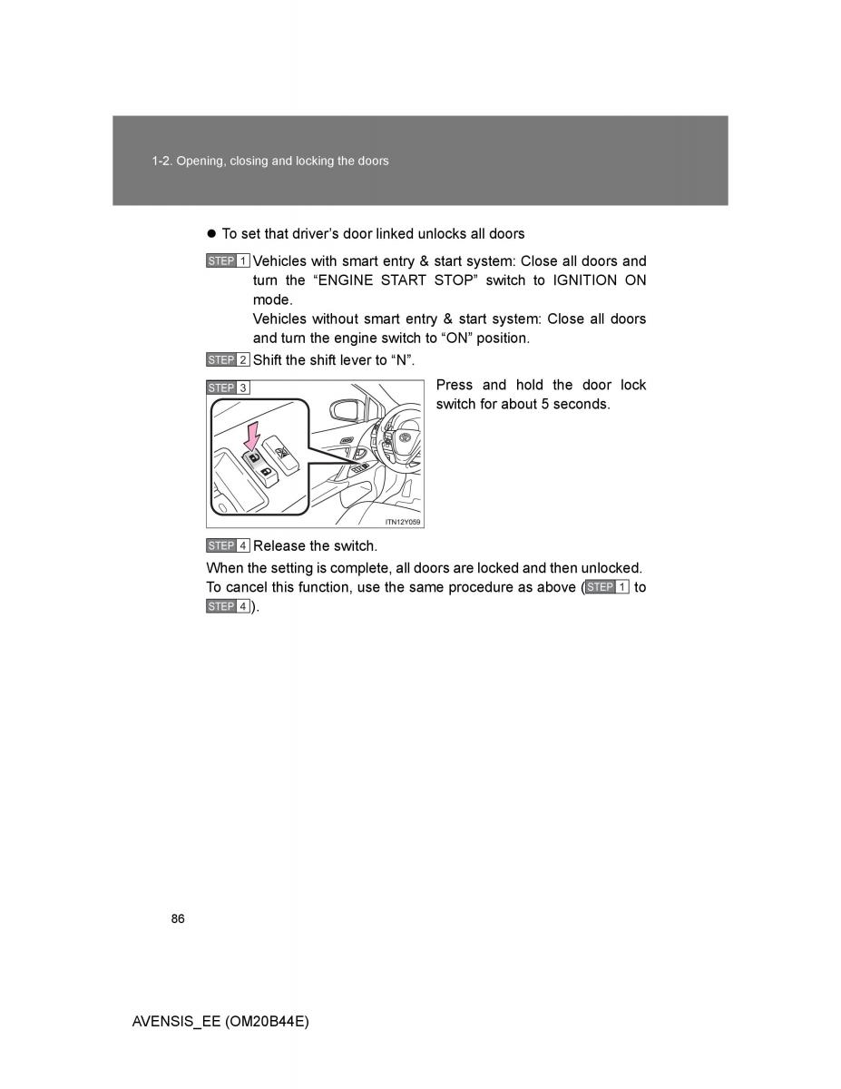 Toyota Avensis III 3 owners manual / page 86