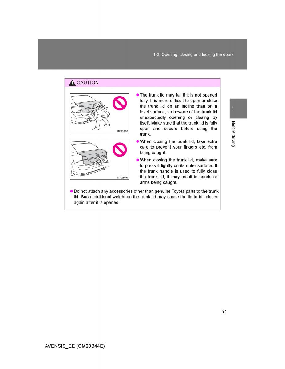 Toyota Avensis III 3 owners manual / page 91