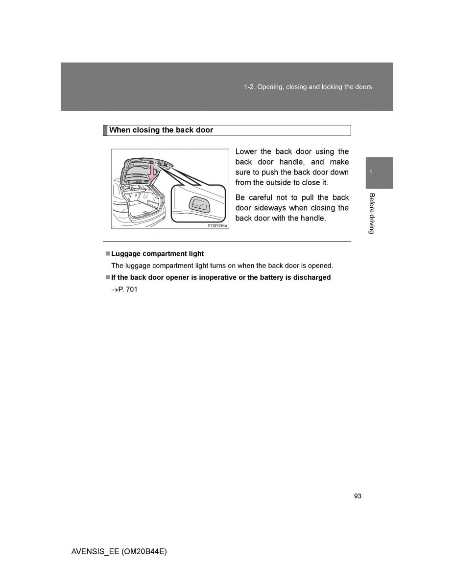 Toyota Avensis III 3 owners manual / page 93