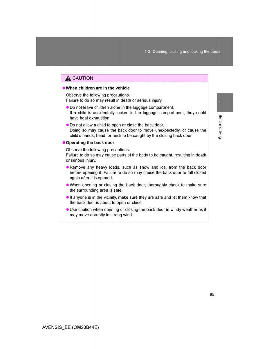 Toyota Avensis III 3 owners manual / page 95