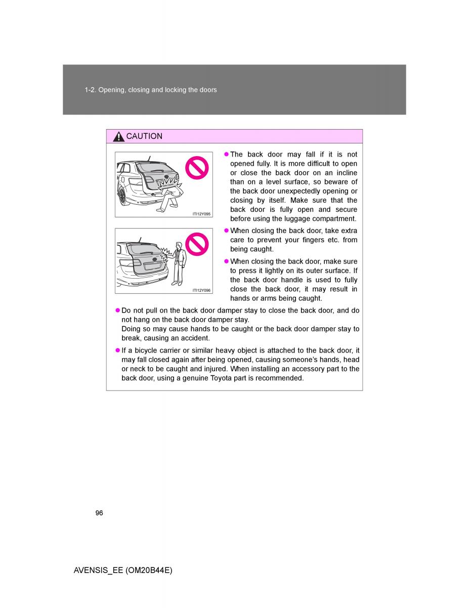 Toyota Avensis III 3 owners manual / page 96